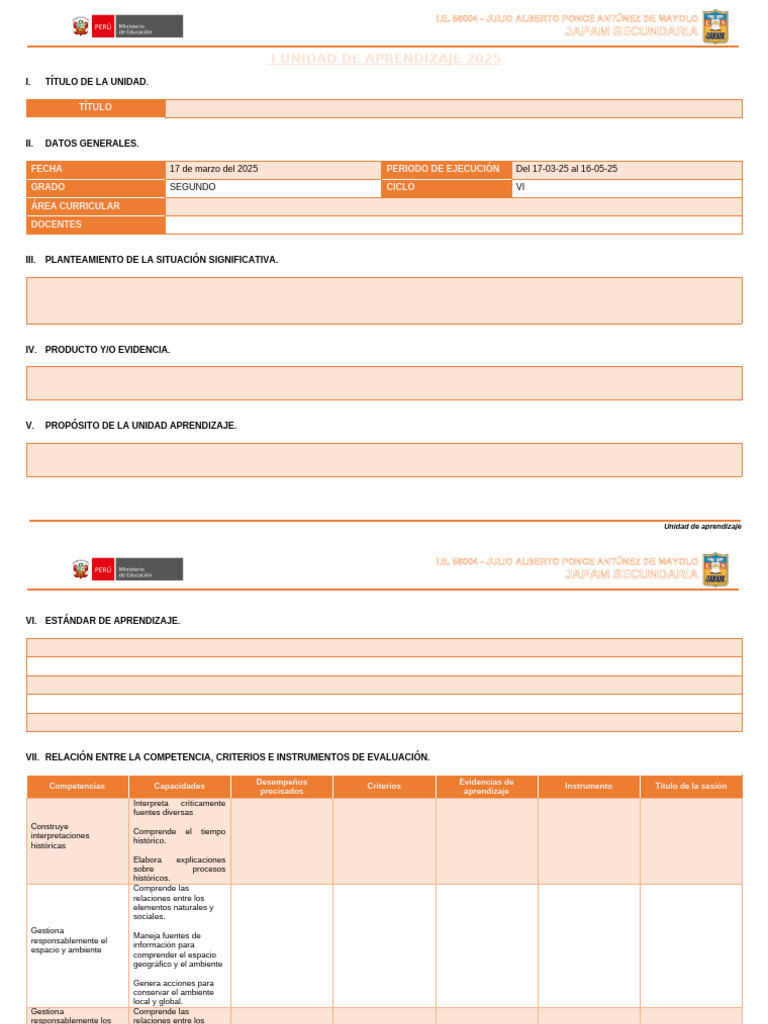 Unidad de Aprendizaje 2025 | PDF | Aprendizaje | Evaluación