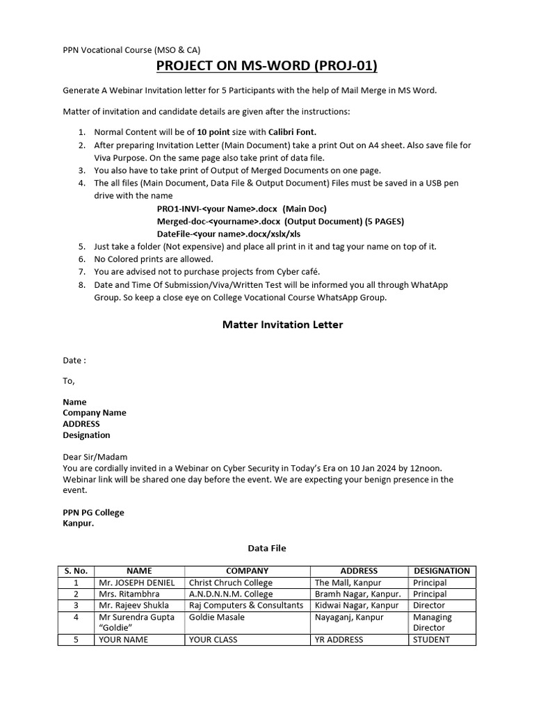 Project On Word For Mso & CA - Sem-1!23!24 | PDF