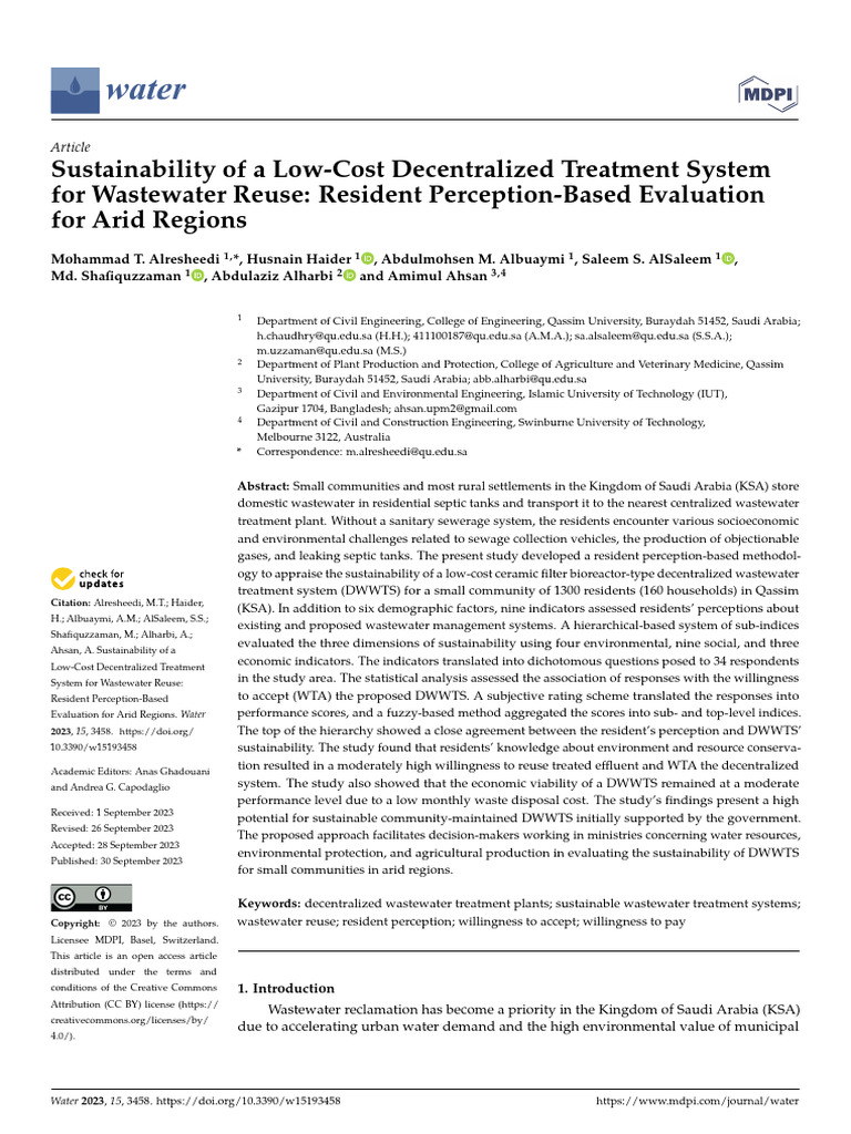 Sustainable Decentralized Wastewater Treatment Evaluation | PDF ...
