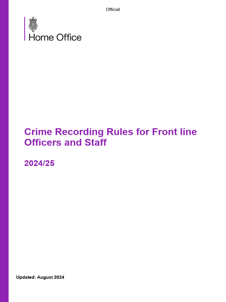 Crime Recording Rules 2024/25 Guide | PDF | Crimes | Crime & Violence