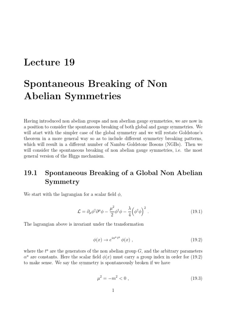 SU(3) to SU(2) Symmetry Breaking Analysis | PDF | Gauge Theory ...