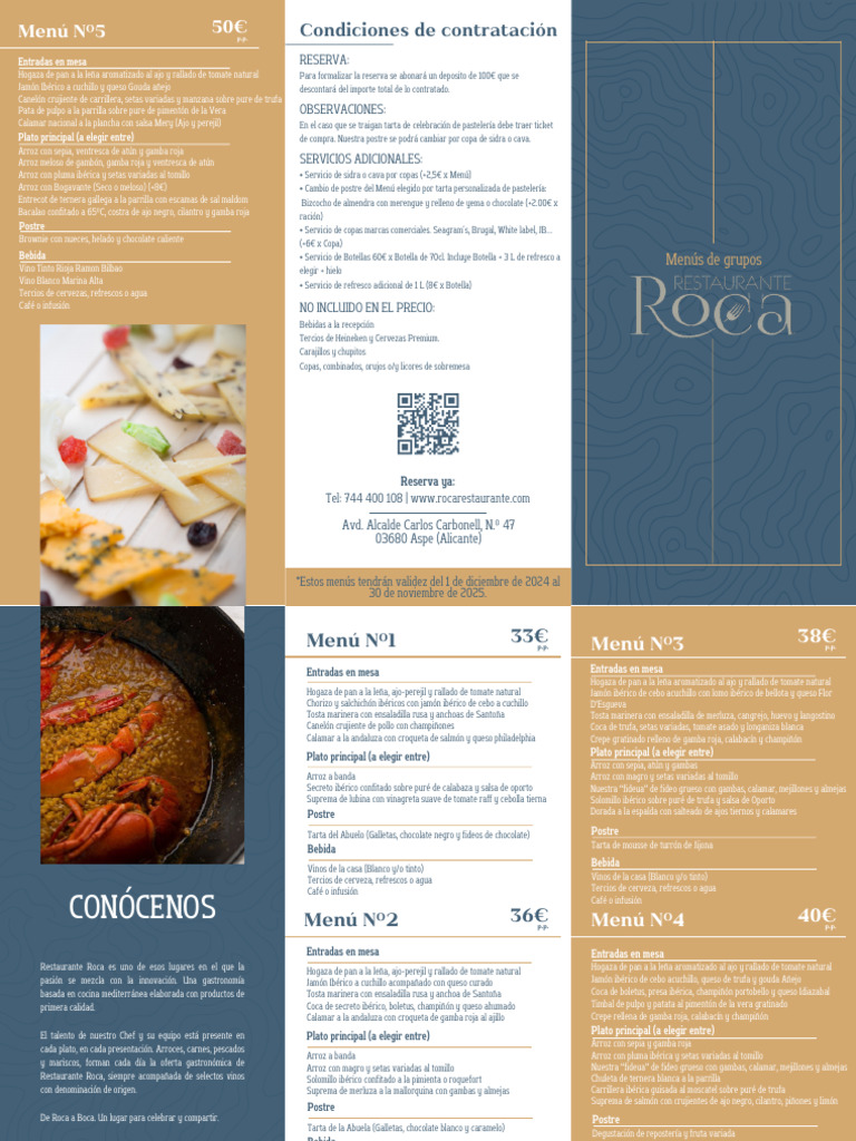 Menús de Grupos en Restaurante Roca | PDF | Cocina española | Alimentos