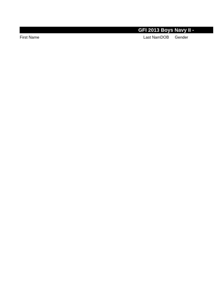 GFI 2013 Boys Navy II - Woodlands - 03!08!25 - Roster | PDF