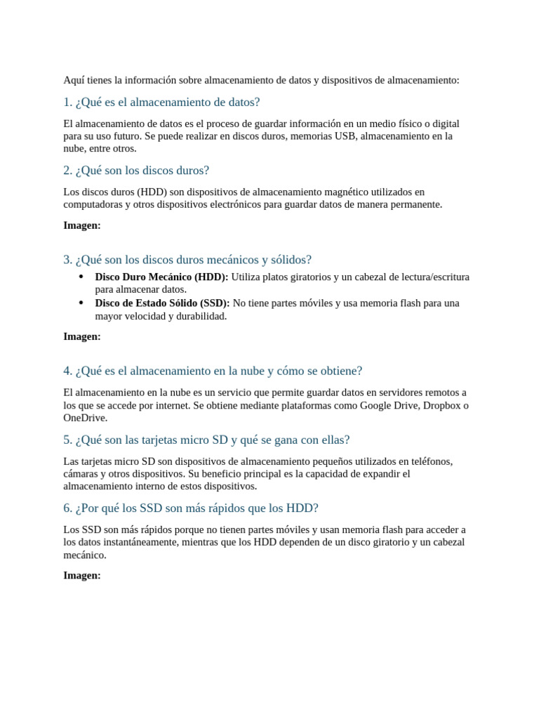 Guía sobre Almacenamiento de Datos y Dispositivos | PDF | Disco duro ...