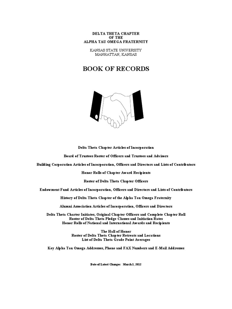 Delta Theta ATO Fraternity Records | PDF | Fraternities And Sororities ...