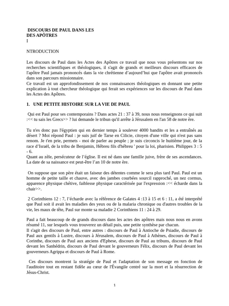 Discours de Paul dans les Actes des Apôtres | PDF | Paul l'apôtre | Dieu