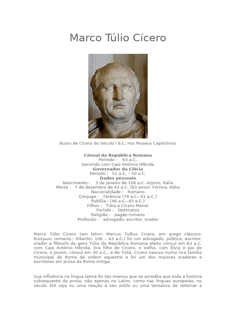 Noviço - Marco Túlio Cícero | PDF | Cícero | Marco Antônio