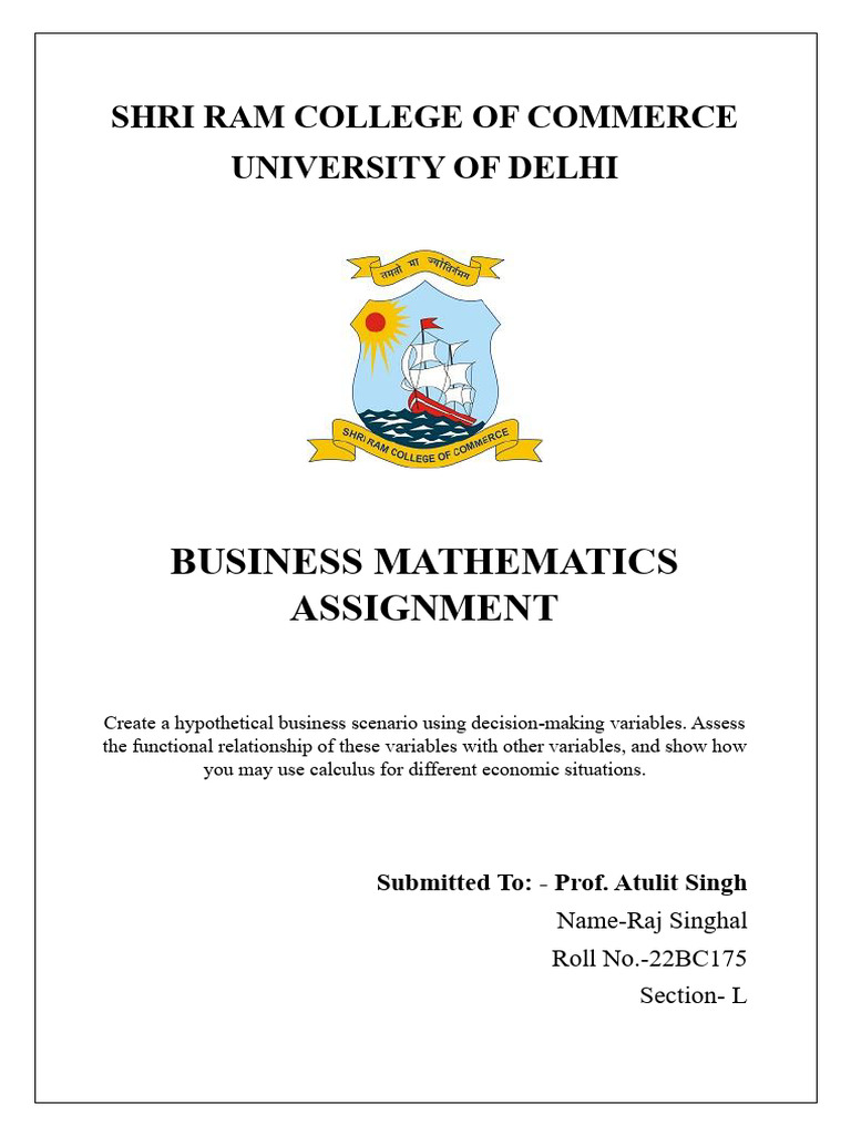 Business Maths Assignment | PDF | Average Cost | Economies Of Scale