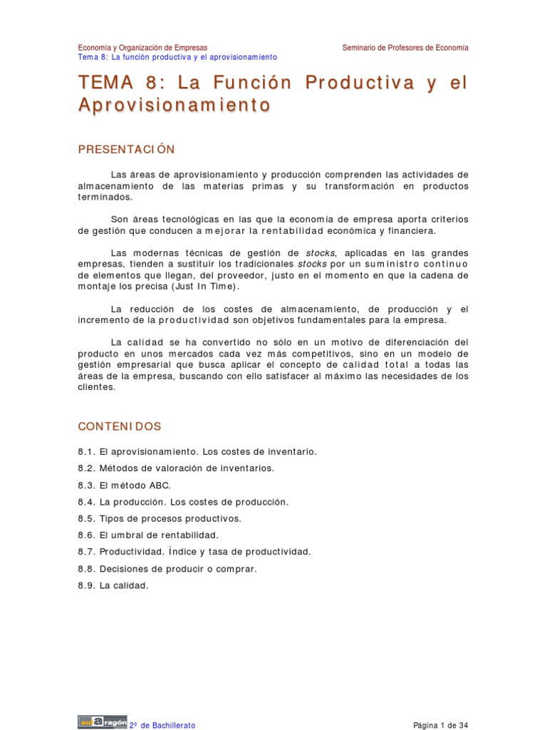 Tema8 Fifo Lifo y PMP | PDF | Calidad (comercial) | Costo