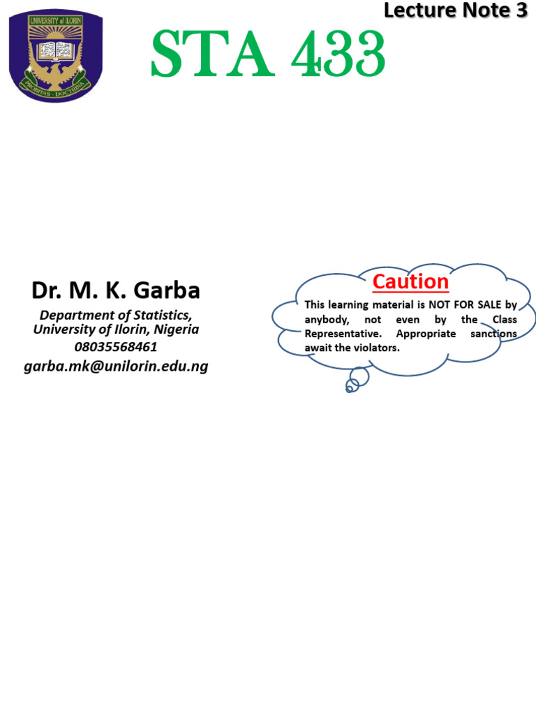 STATISTICS Lecture Note 3 | PDF | Errors And Residuals | Analysis Of ...