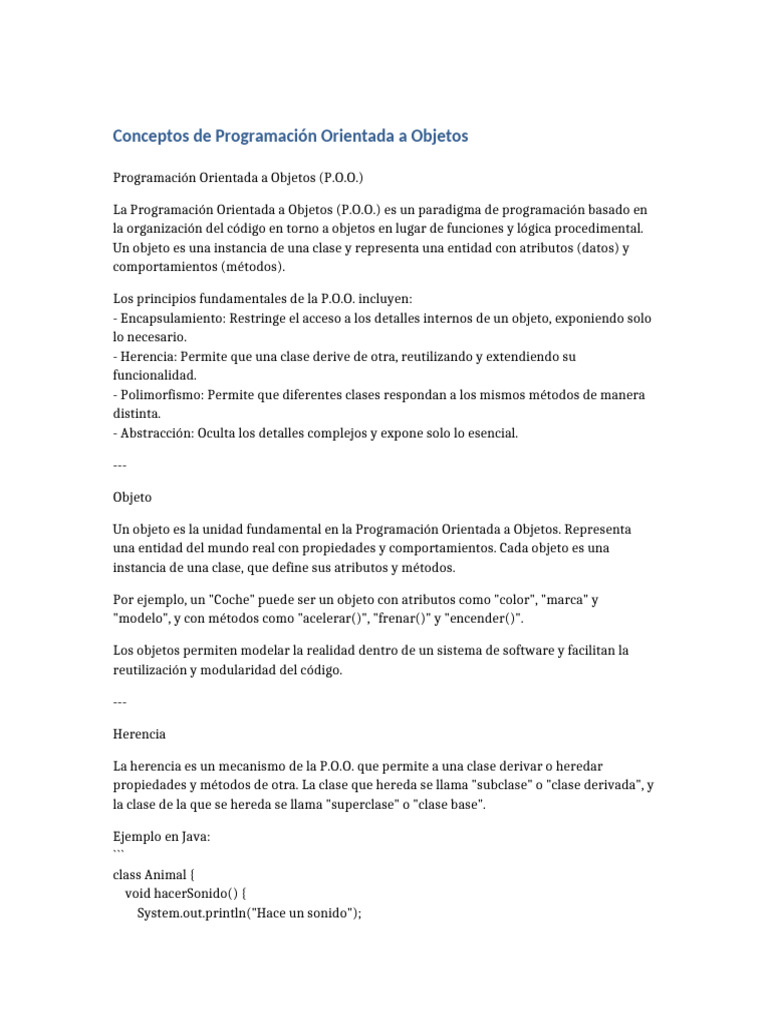 Conceptos POO | PDF | Herencia (Programación Orientada a Objetos ...