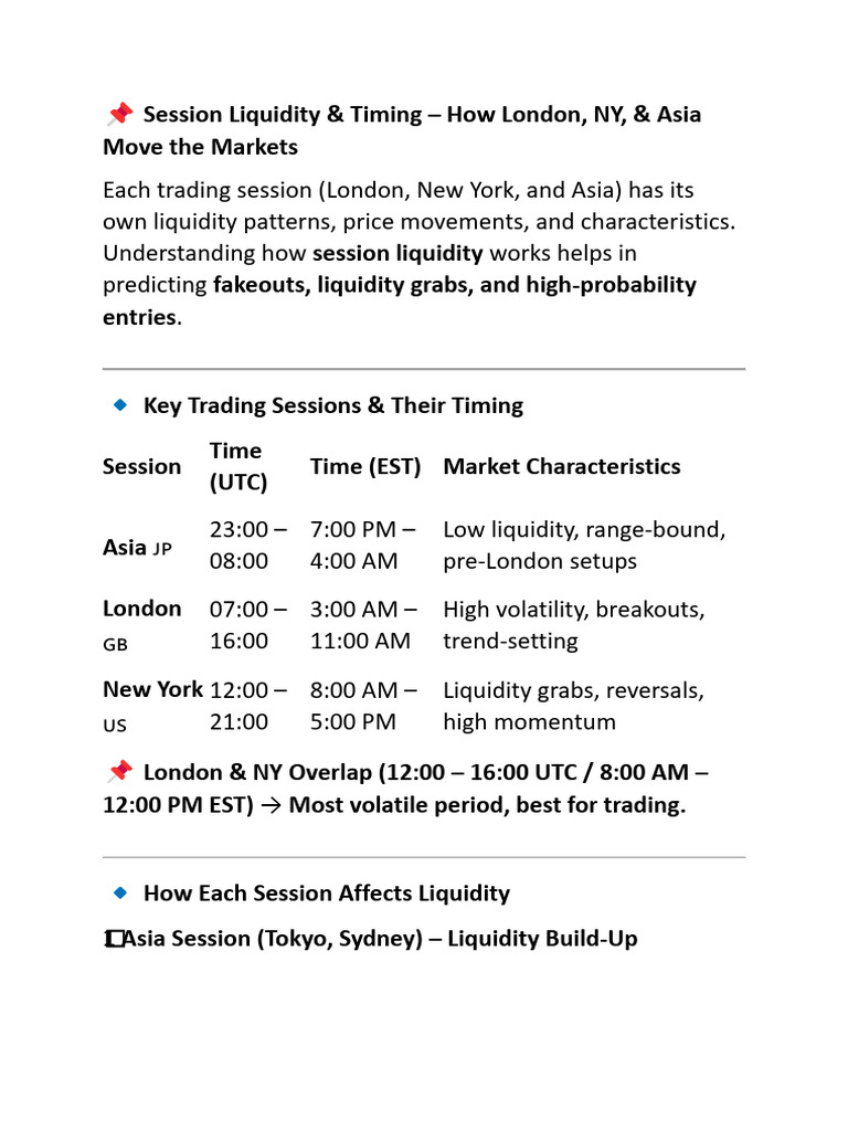 London, NY & Asia Session Liquidity | PDF