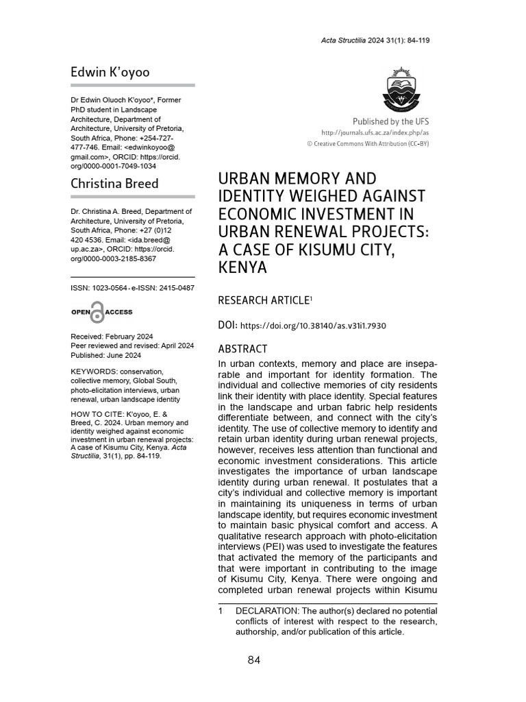 Urban Memory and Identity Weighed Against Economic | PDF