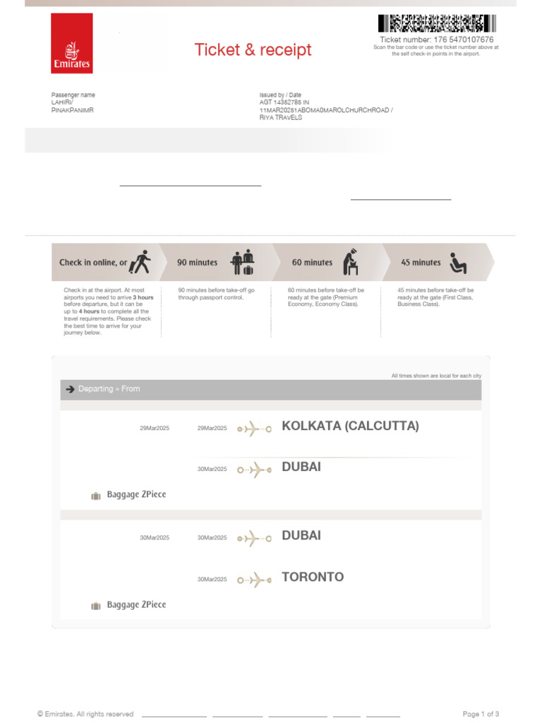 Emirates EK 573 Travel Details | PDF | Baggage | Transport