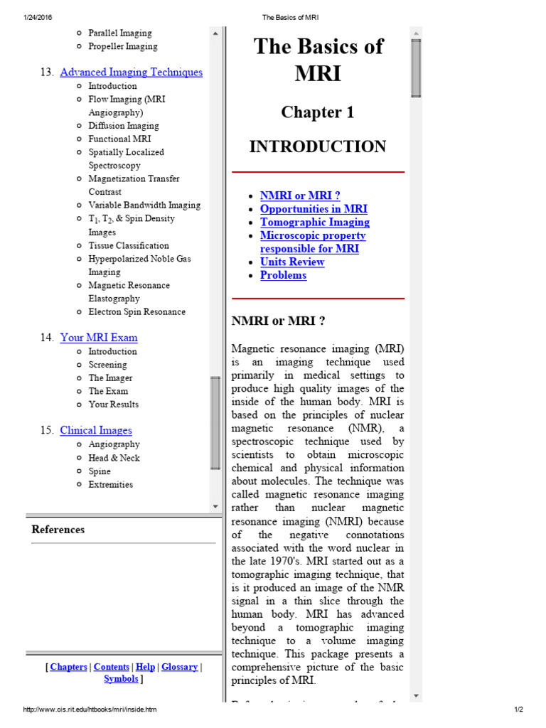 The Basics of MRI | PDF | Magnetic Resonance Imaging | Medical Imaging