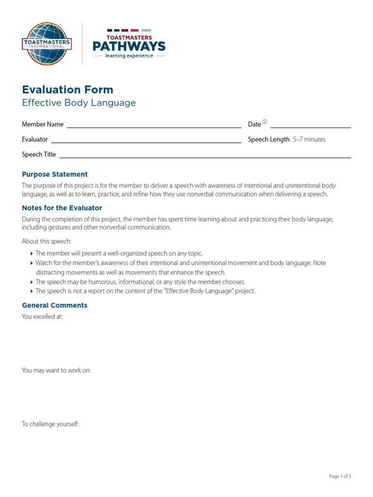 Effective Body Languageevaluation Resource | PDF | Body Language ...