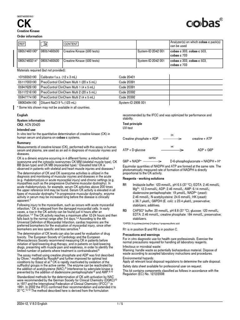 Creatine Kinase Testing Guidelines | PDF | Detection Limit