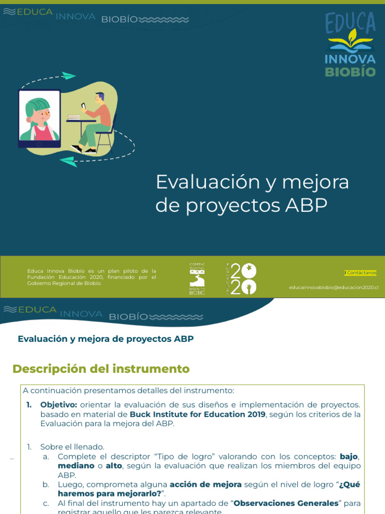 Evaluación y Mejora de Proyectos ABP | PDF | Enseñando | Aprendizaje