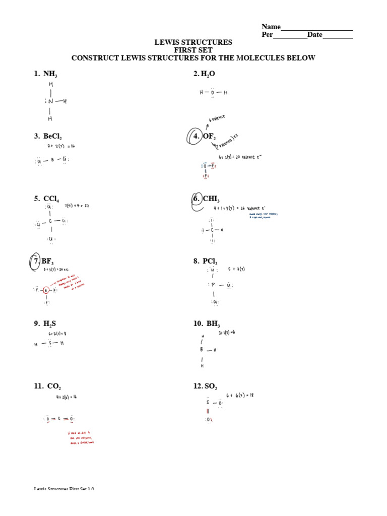 Lewis Structures First Set 1.0 | PDF