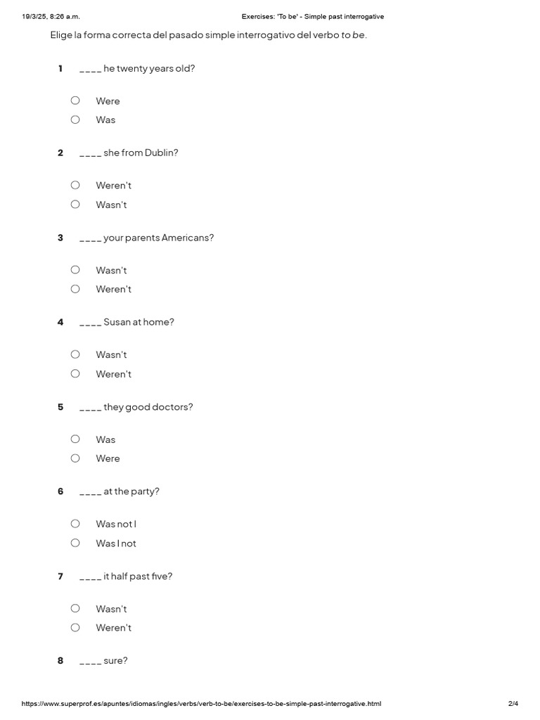 Past Simple Interrogative Exercises | PDF