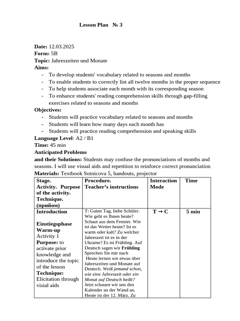 Lesson plan 3 | PDF | Psycholinguistics | Linguistics