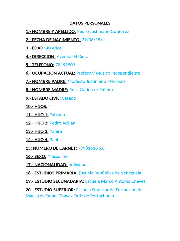 Datos Personales | PDF
