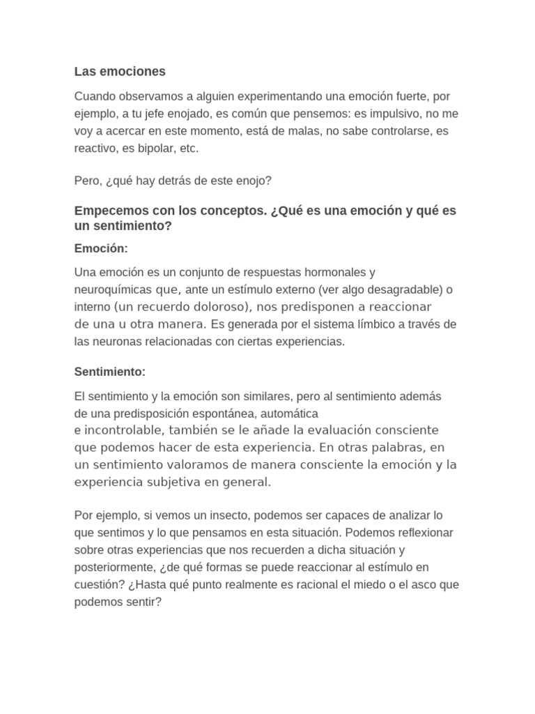 Emociones y su impacto en la vida diaria | PDF | Las emociones ...
