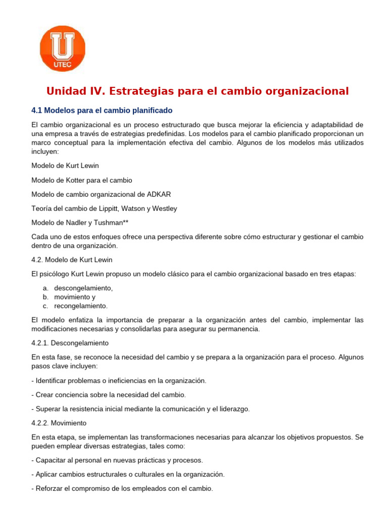 Estrategias de Cambio Organizacional | PDF | Planificación | Gestión ...