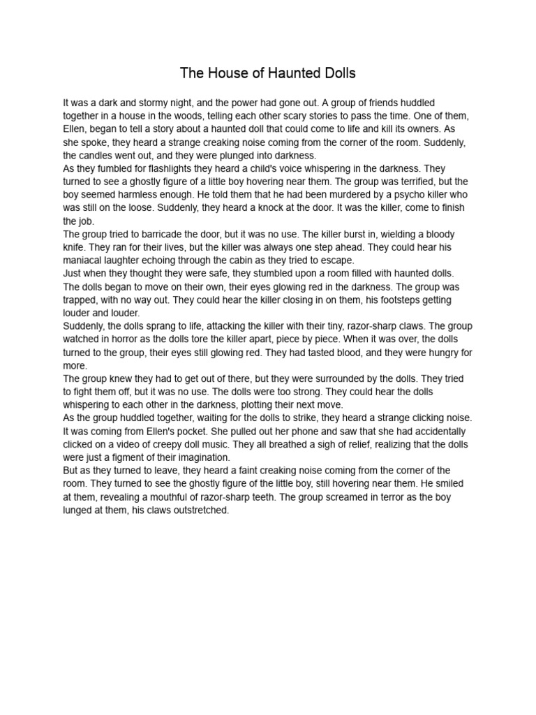 Scary Story Project - The House of Haunted Dolls | PDF