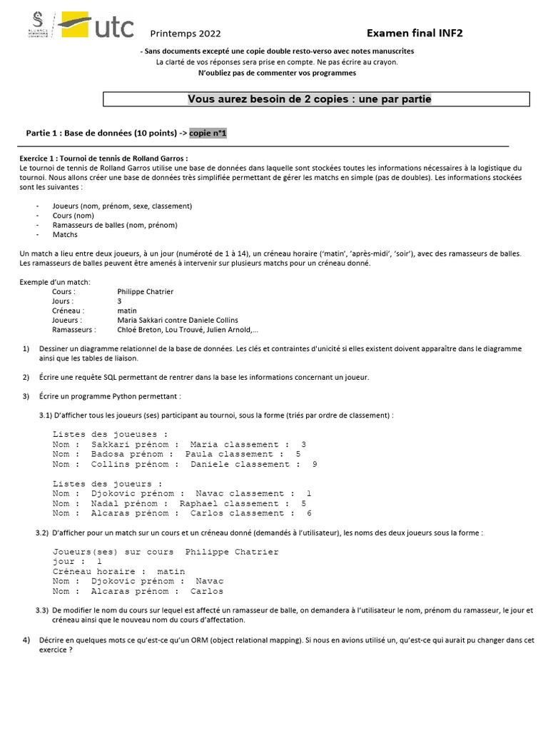 Examen final INF2 Printemps 2022 | PDF | Interface graphique | Bases de ...