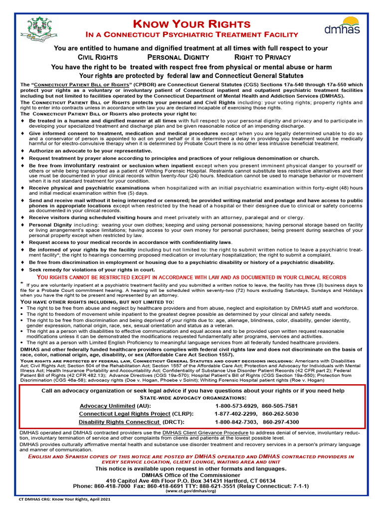 Client Rights in DMHAS Services | PDF | Patient | Psychiatry