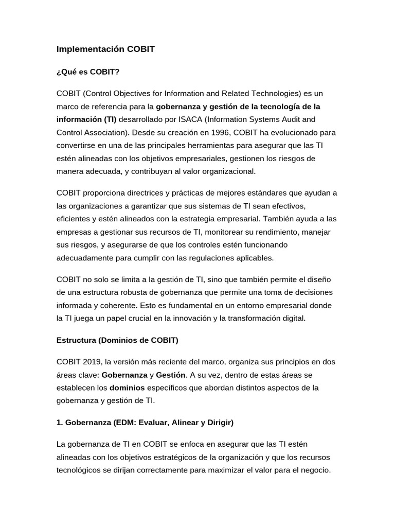 Implementación de COBIT en TI | PDF | Cobit | Informática
