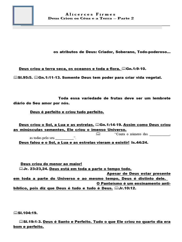 Criação de Deus: Dias 3 a 6 | PDF | Deus | Universo