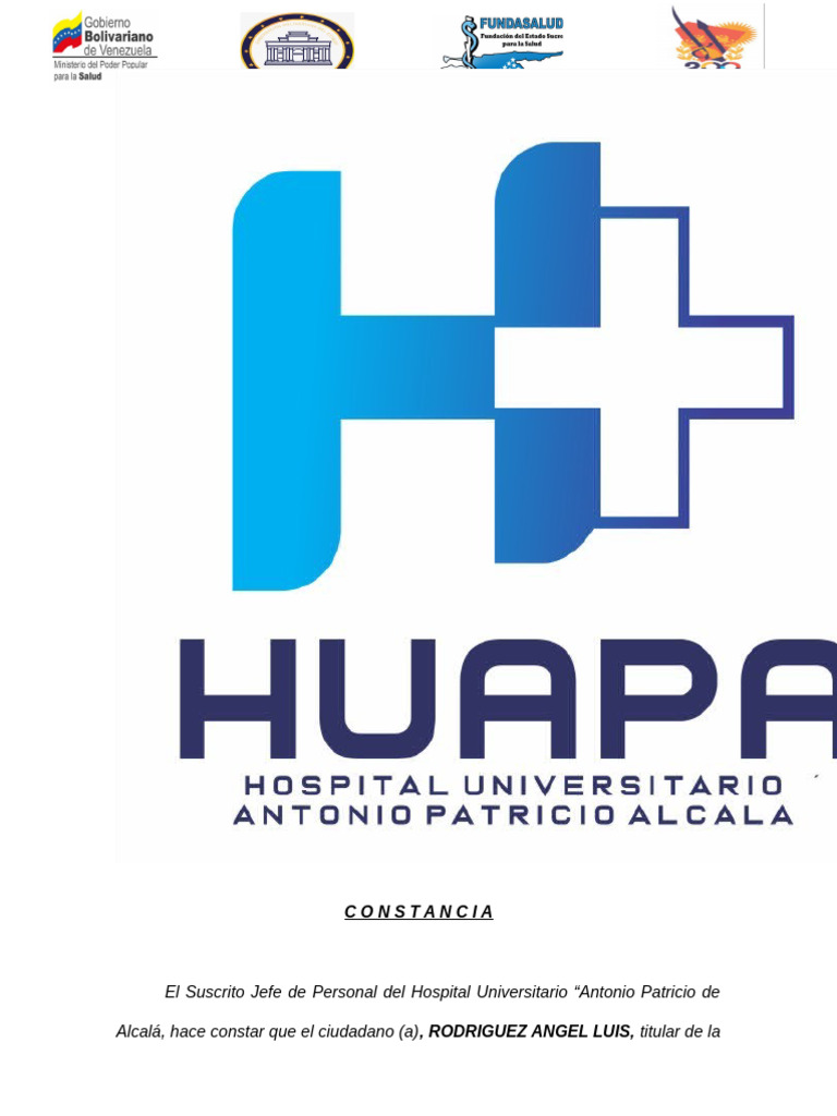 Constancia de Personal HUAPA Cumaná | PDF