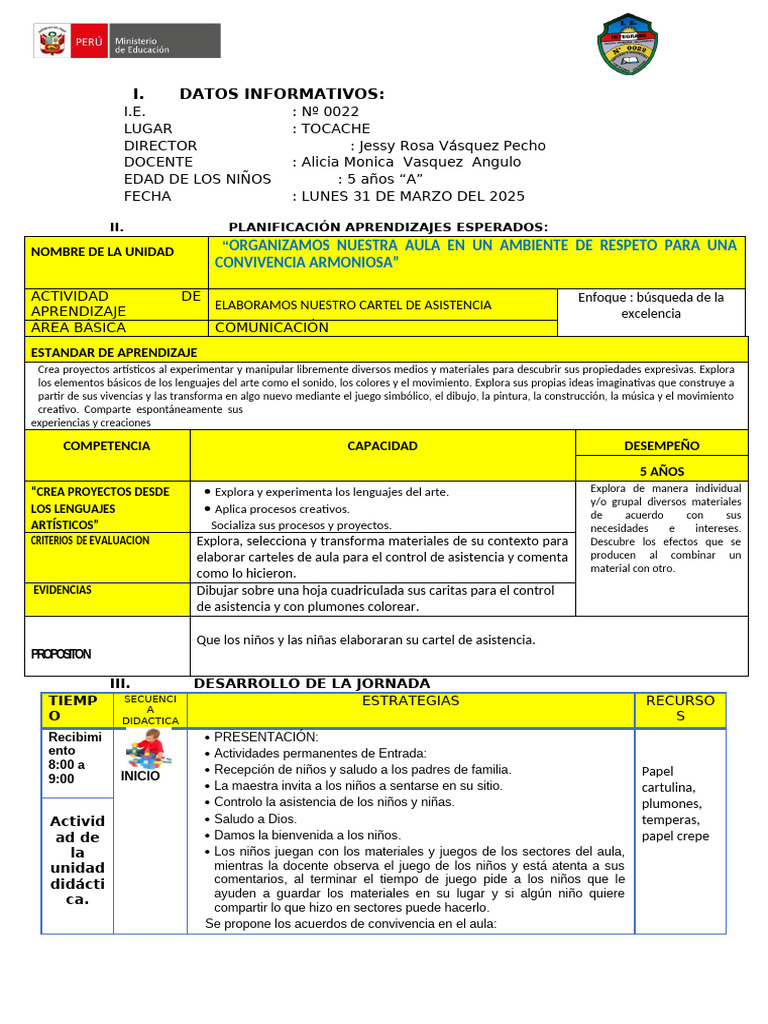 Elaboramos Nuestro Cartel de Asistencia | PDF | Aprendizaje | Cognición