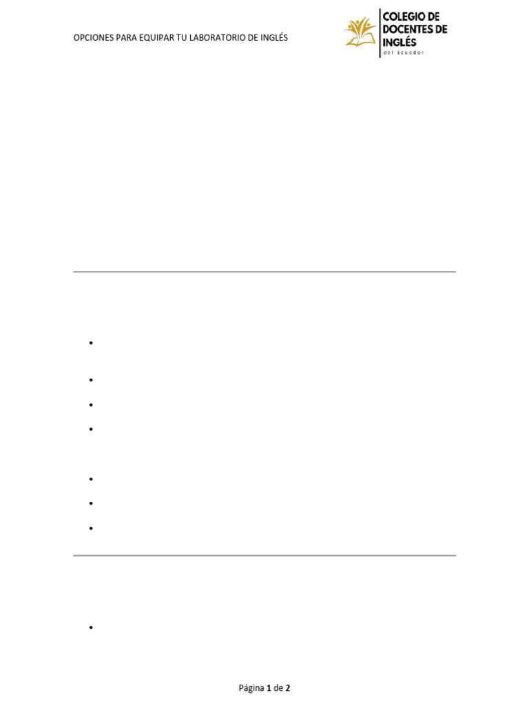 Opciones para Equipar Tu Laboratorio de Inglés | PDF | Laboratorios ...