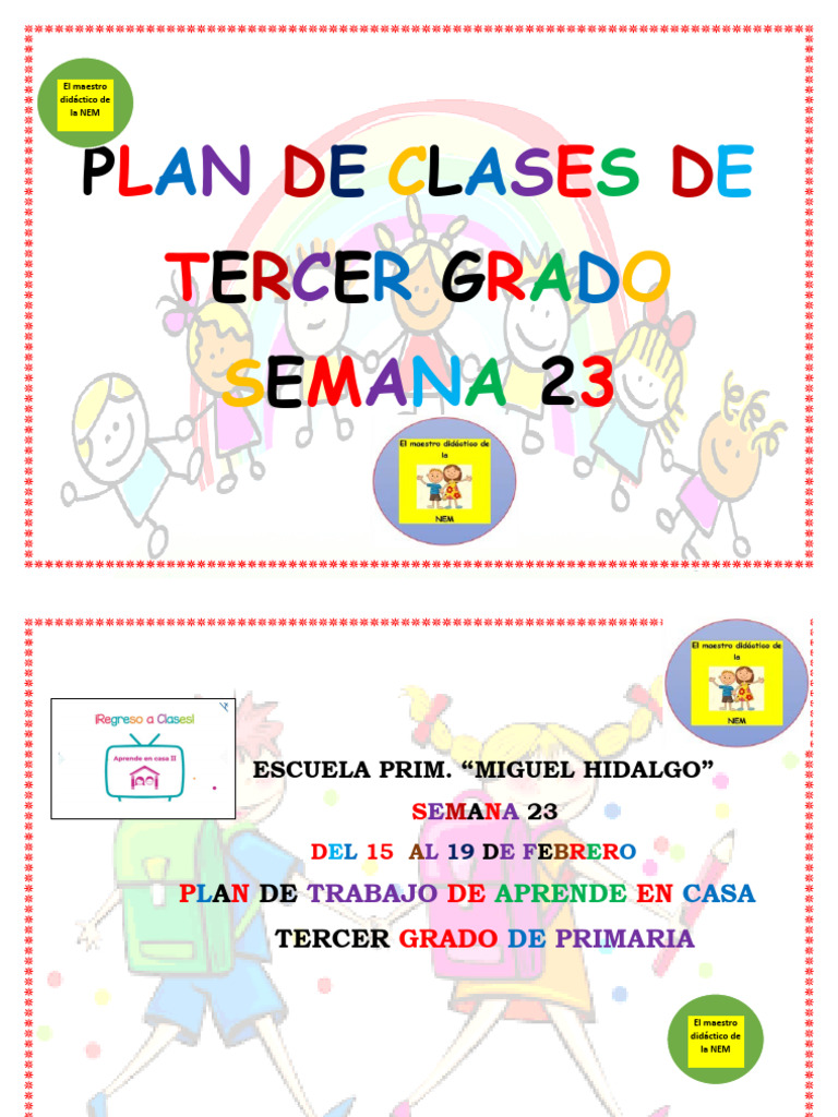 Plan de Clases Tercer Grado Semana 23 | PDF | Gases | Aprendizaje