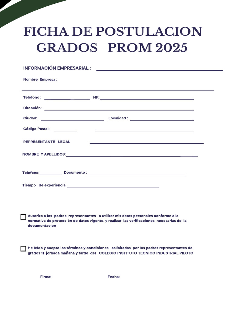 Ficha de Postulación Prom 2025 ITIP | PDF