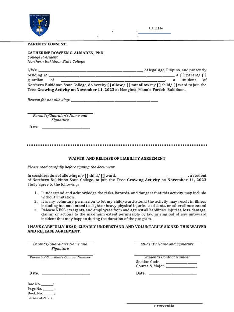 PARENTS-CONSENT Tree Growing Activity | PDF | Common Law | Private Law