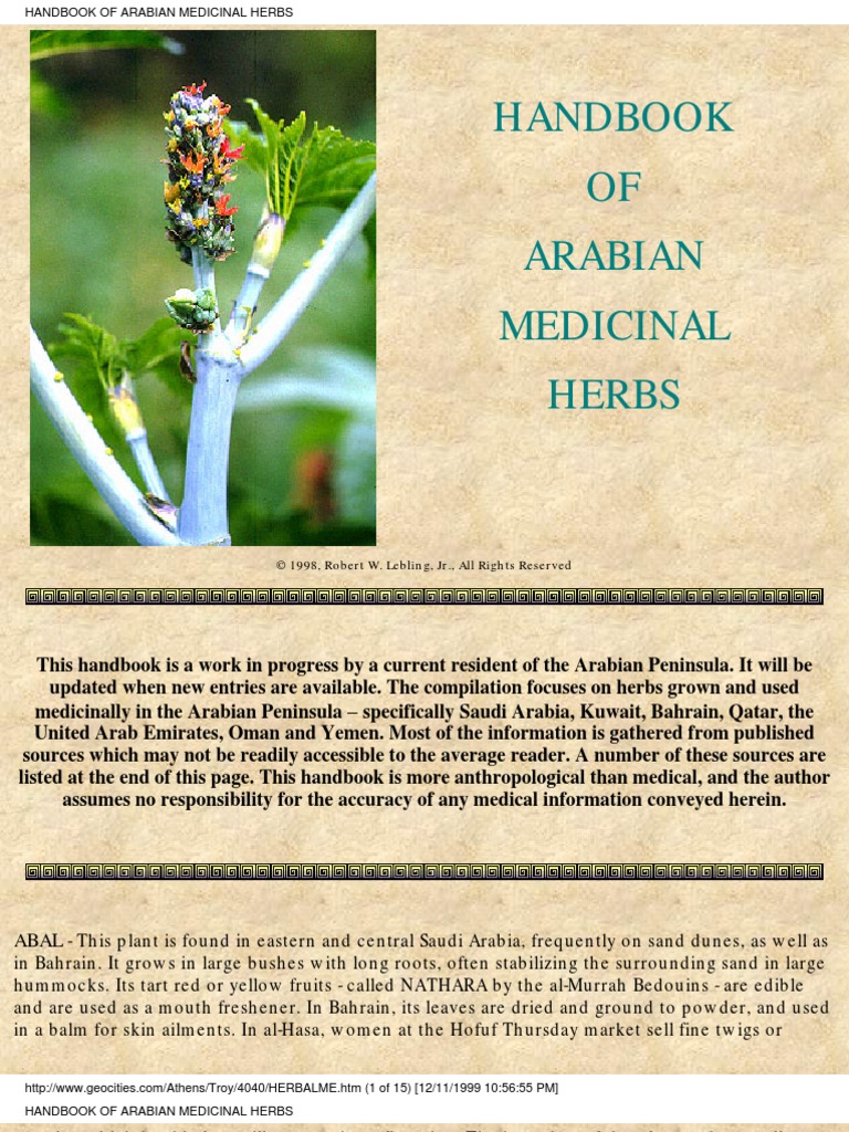 Handbook of Arabian Medicinal Herbs Saudi Arabia Plants