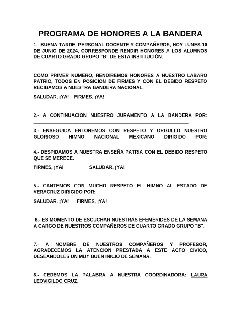 Programa de Honores a la Bandera | PDF