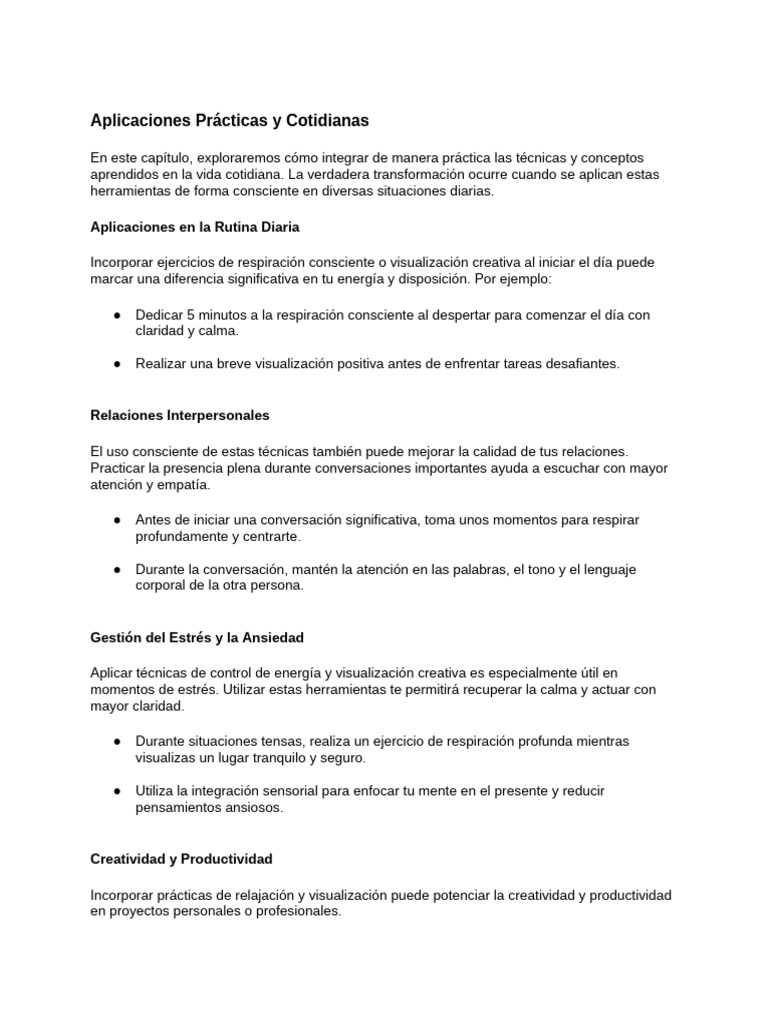 Técnicas Cotidianas para el Bienestar | PDF