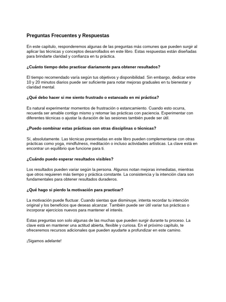 Preguntas Frecuentes sobre Prácticas de Bienestar | PDF