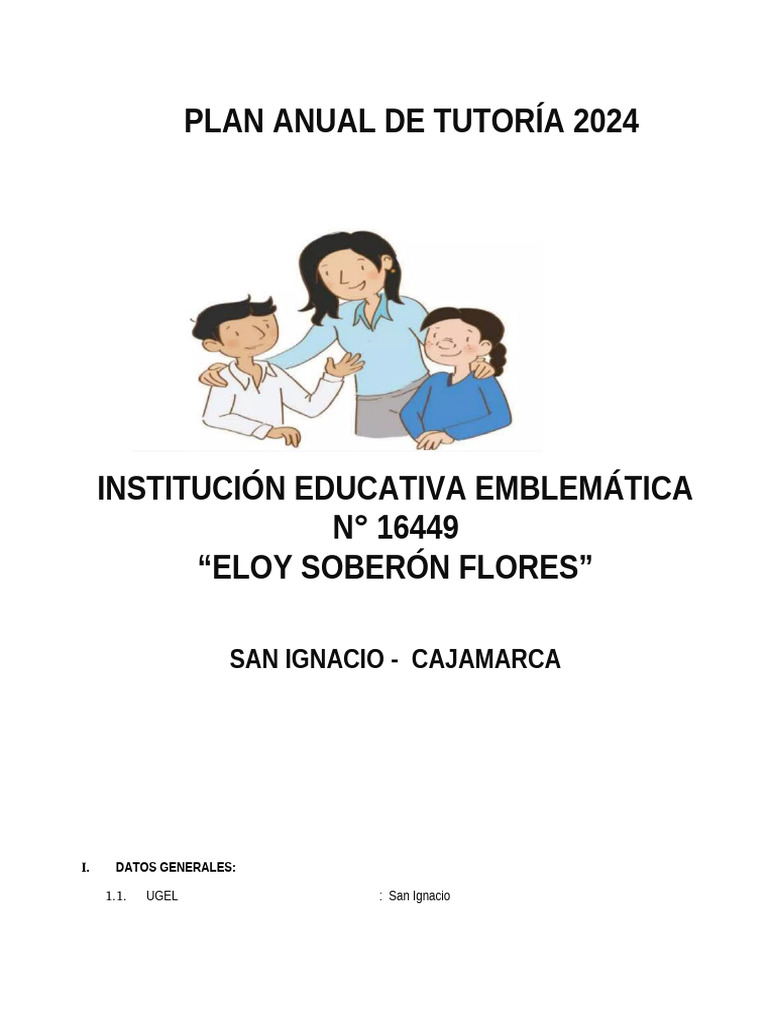 Plan Anual de Tutoría 2024 - Eloy Soberón | PDF | Salón de clases ...