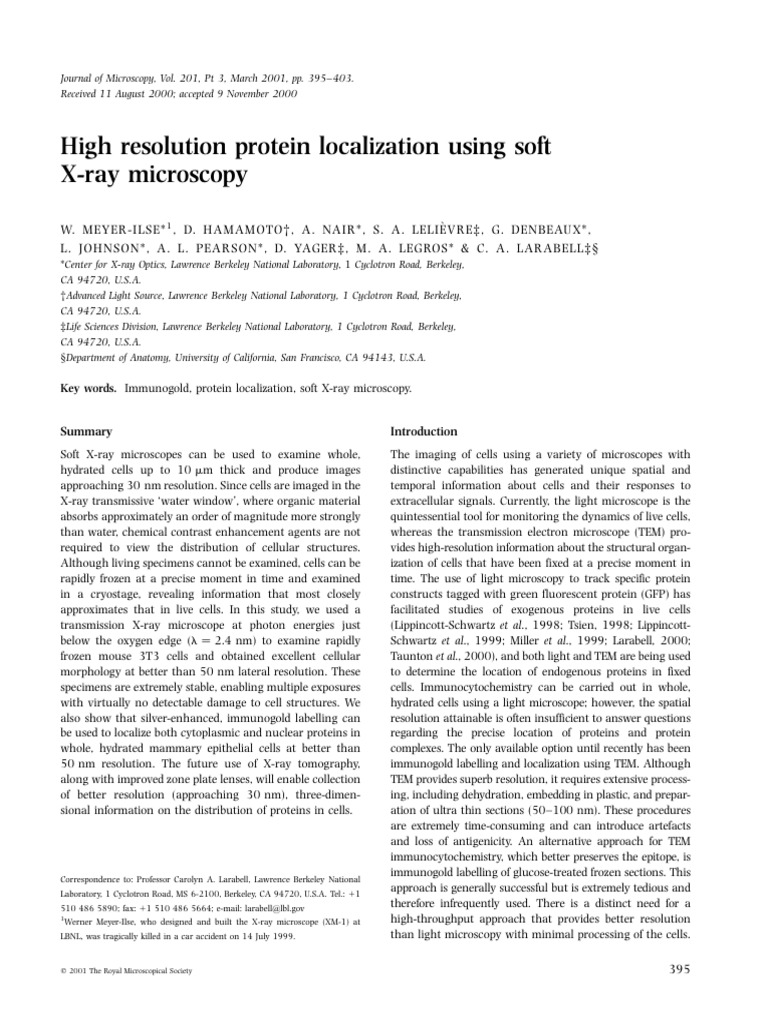 Meyer-Ilse Et Al-2001-Journal of Micros | PDF | Microscope | Microscopy
