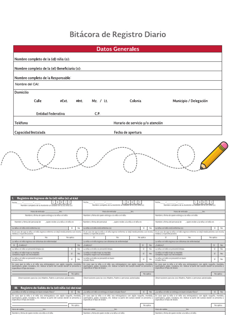 Bitácora de Control Infantil Diario | PDF | Medicina | Enfermedades y ...