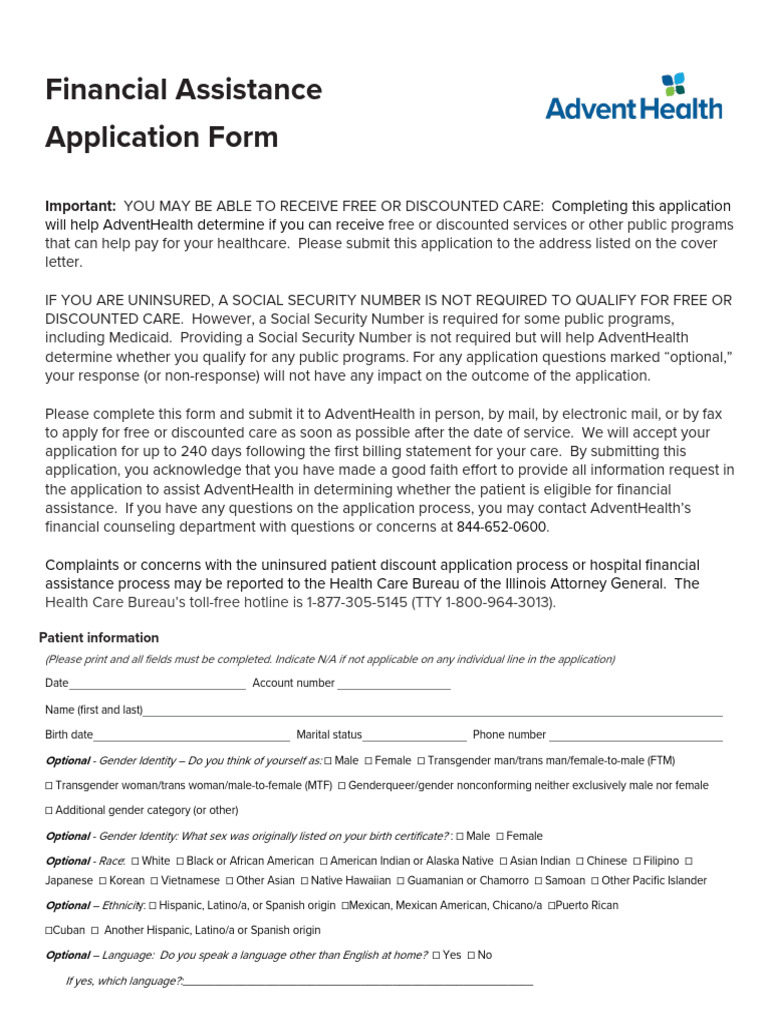 Financial Assistance Application Form | PDF | Race And Ethnicity In The ...