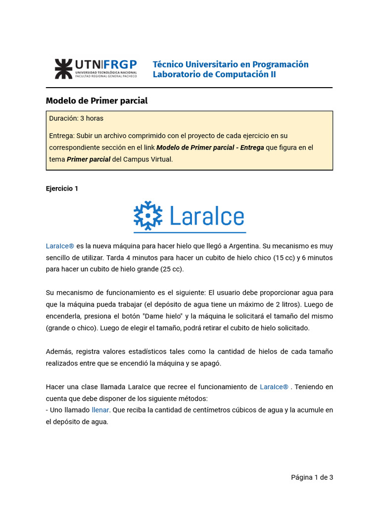 LAB2 2021 1C - Modelo de Primer Parcial | PDF | Agua | Informática
