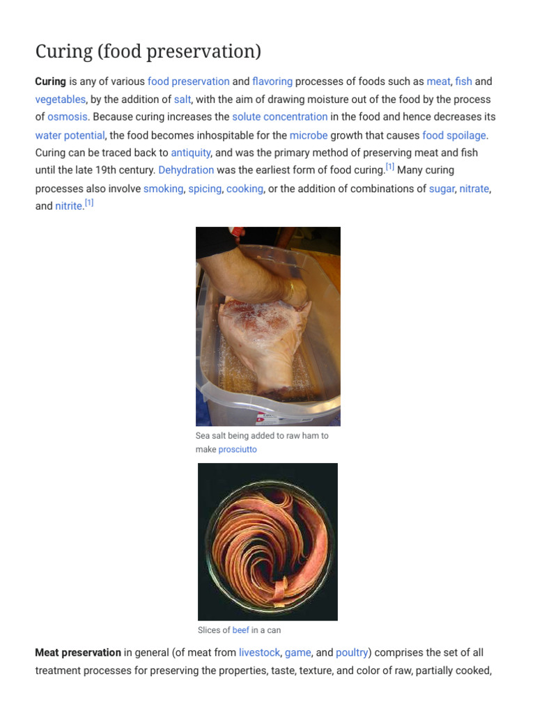 Curing (Food Preservation) - Wikipedia | PDF | Curing (Food ...