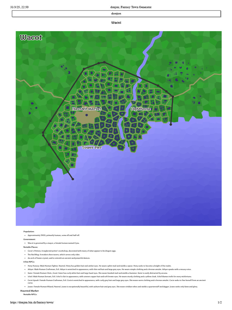 Donjon fantasy town generator pdf